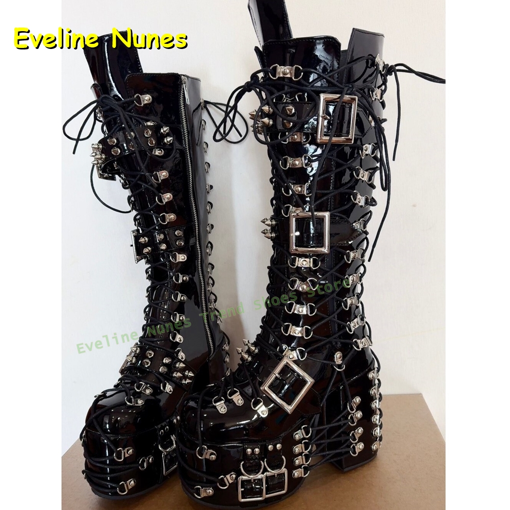 Y2K Red Gothic Platform Knee H - Women'S Shoes Y2K ulasan dan harga