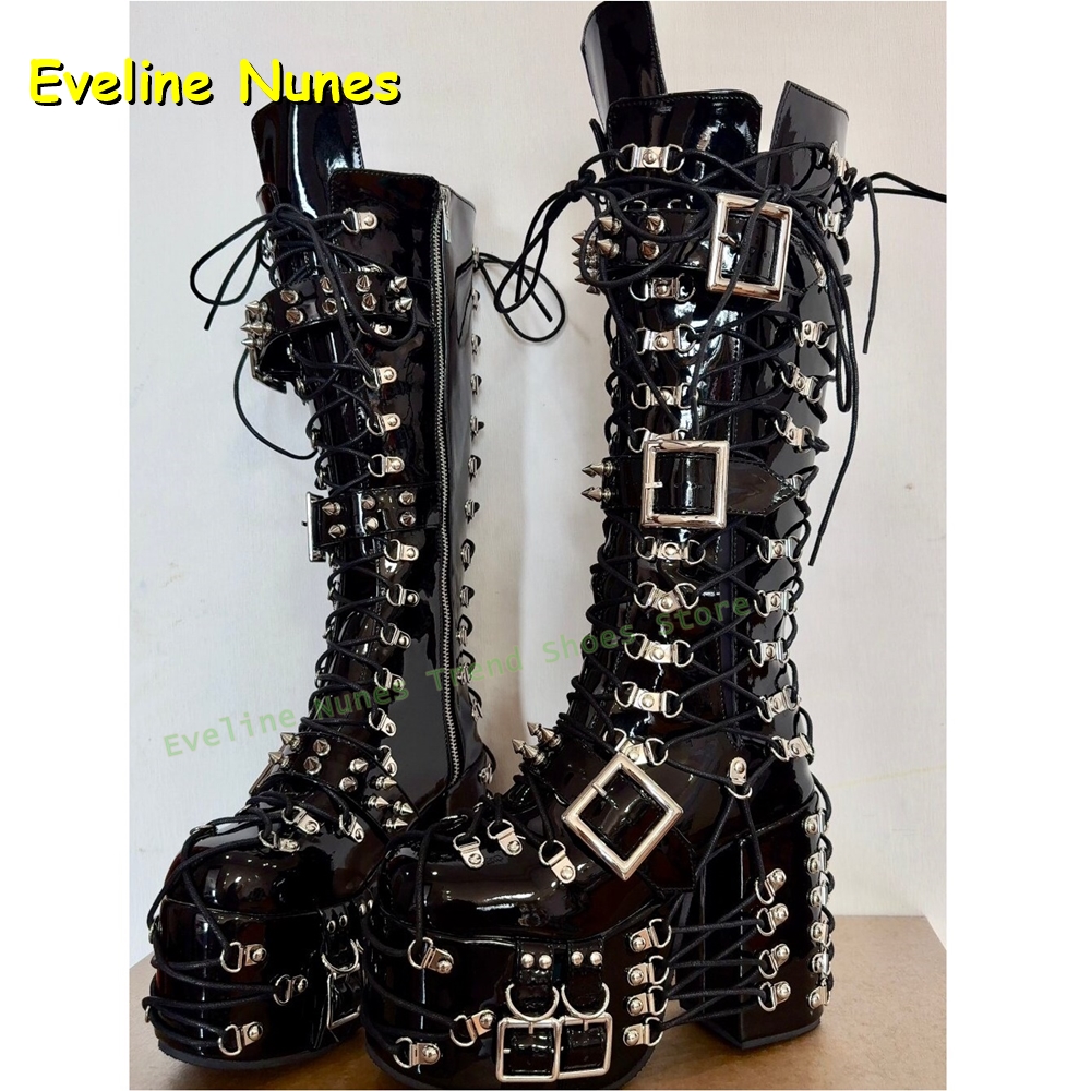 Y2K Red Gothic Platform Knee H - Women'S Shoes Y2K ulasan dan harga