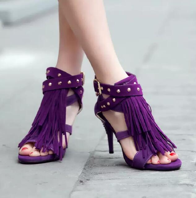 Sexy Purple Black Faux Suede T - Women'S Shoes In Size 12 ulasan dan harga