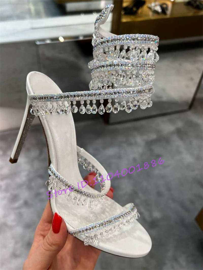 Rhinestone Snake Shape Ankle S - Strappy Heeled Sandals ulasan dan harga