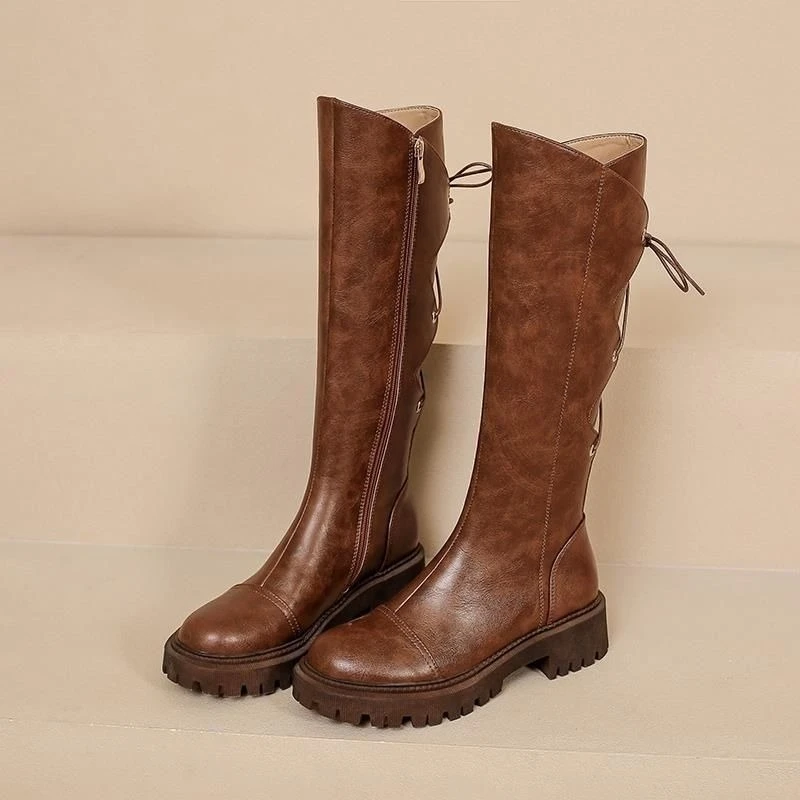 Brown Leather Platform Women's - Women'S Shoes Y2K ulasan dan harga
