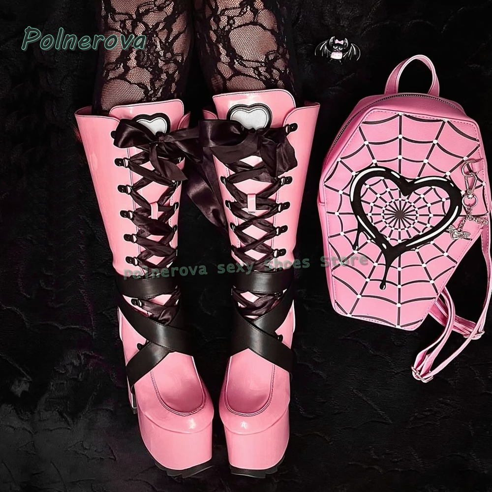 Women's Pink Platform Knee Hig - Women'S Shoes Y2K ulasan dan harga