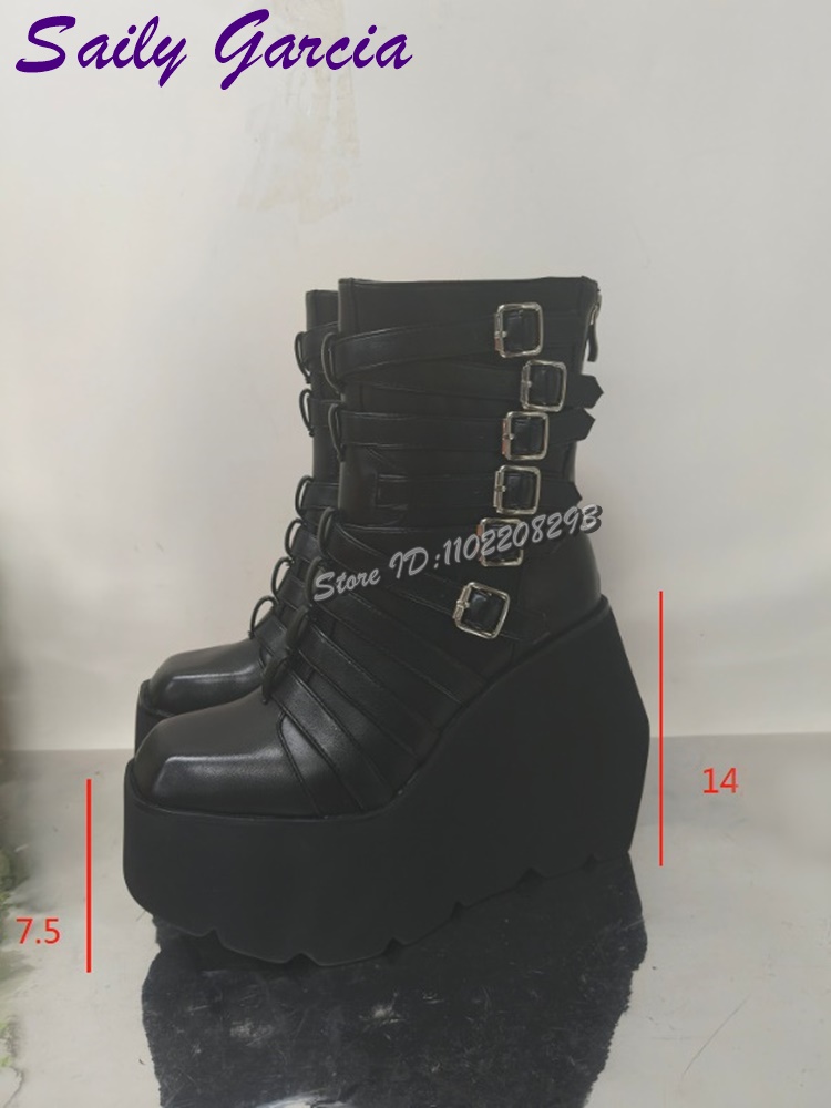 Punk Belt Buckle Platform Moto - Women'S Shoes Y2K ulasan dan harga