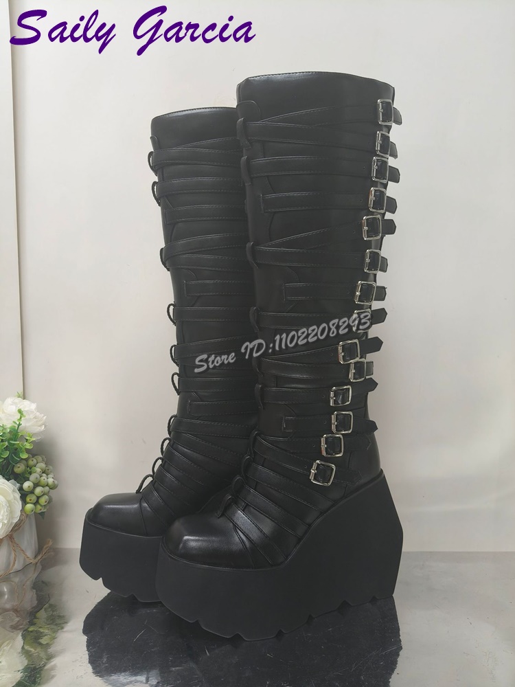 Punk Belt Buckle Platform Moto - Women'S Shoes Y2K ulasan dan harga