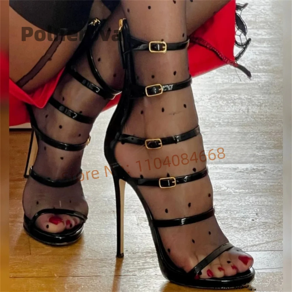 Multi-Buckle Straps Black Leat - Women'S Shoes In Size 12 ulasan dan harga