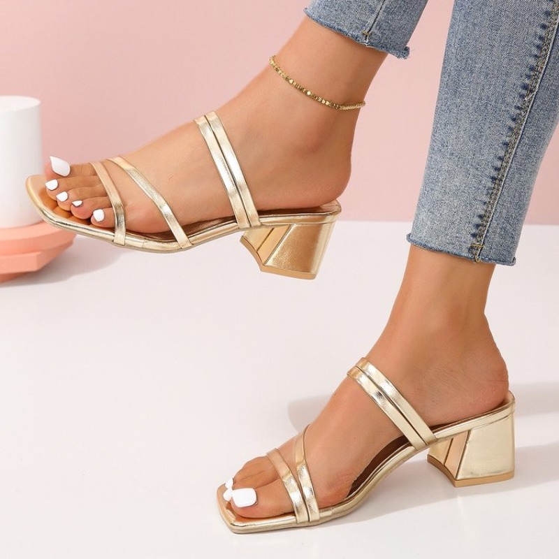 Women's Mules Open Square Toe  - Strappy Heeled Sandals ulasan dan harga