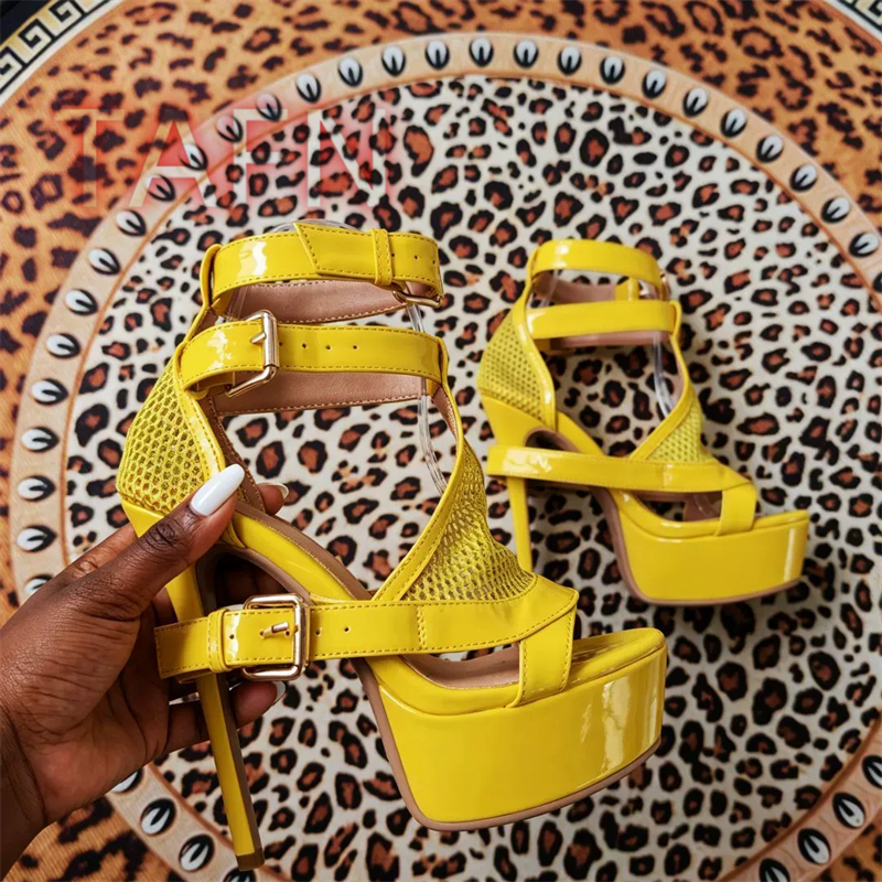 Mesh Buckle Strap Stiletto Pla - Strappy Heeled Sandals ulasan dan harga