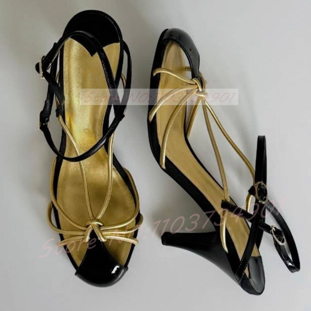 Gold Caged Strappy Knot Sandal - Strappy Heeled Sandals ulasan dan harga