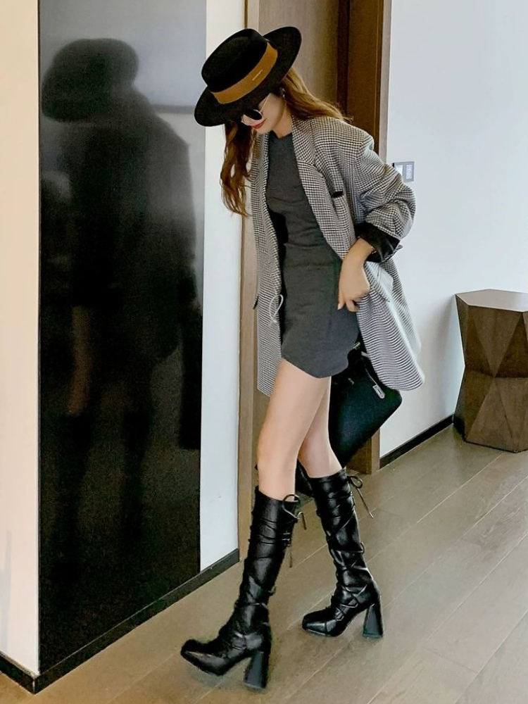 Autumn Winter Leather Strap Kn - Women'S Shoes Y2K ulasan dan harga
