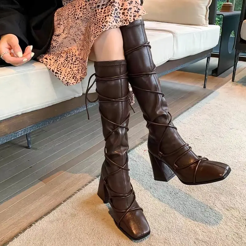Autumn Winter Leather Strap Kn - Women'S Shoes Y2K ulasan dan harga