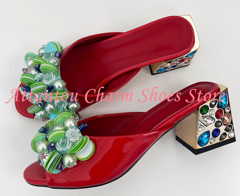 New Crystal Chunky Heel Woman  - Women'S Shoes Popular ulasan dan harga