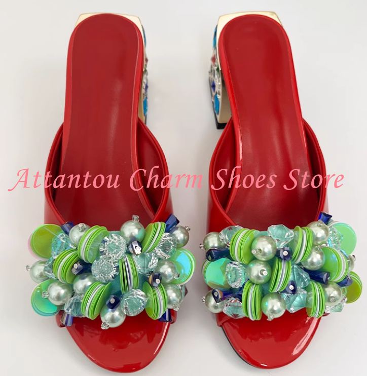 New Crystal Chunky Heel Woman  - Women'S Shoes Popular ulasan dan harga