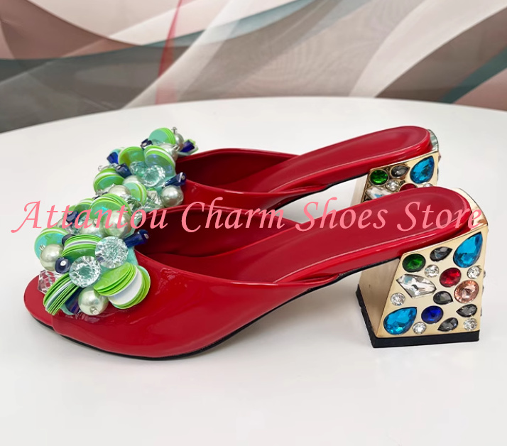 New Crystal Chunky Heel Woman  - Women'S Shoes Popular ulasan dan harga