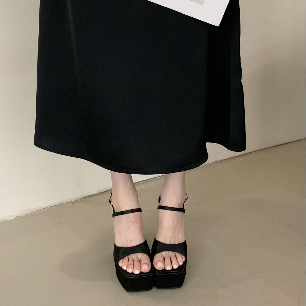 2026 Women's Black Strappy Pla - Strappy Heeled Sandals ulasan dan harga